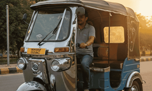 A side-by-side comparison showing a mechanic repairing an old budget e-rickshaw versus a reliable premium e-rickshaw driving through Lakhimpur, with graphs illustrating the long-term maintenance cost savings of high-quality models.